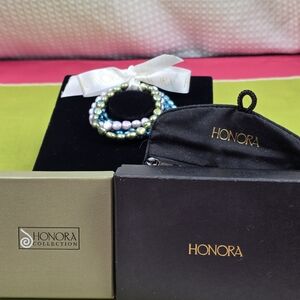 Honora Multicolor Genuine Cultured Baroque Pearl Braclet Set/ Honora Pouch